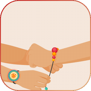 Hands tying a Rakhi